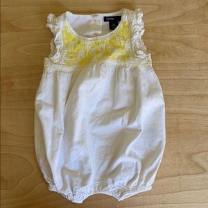 GAP White Infant Romper with Yellow Trim